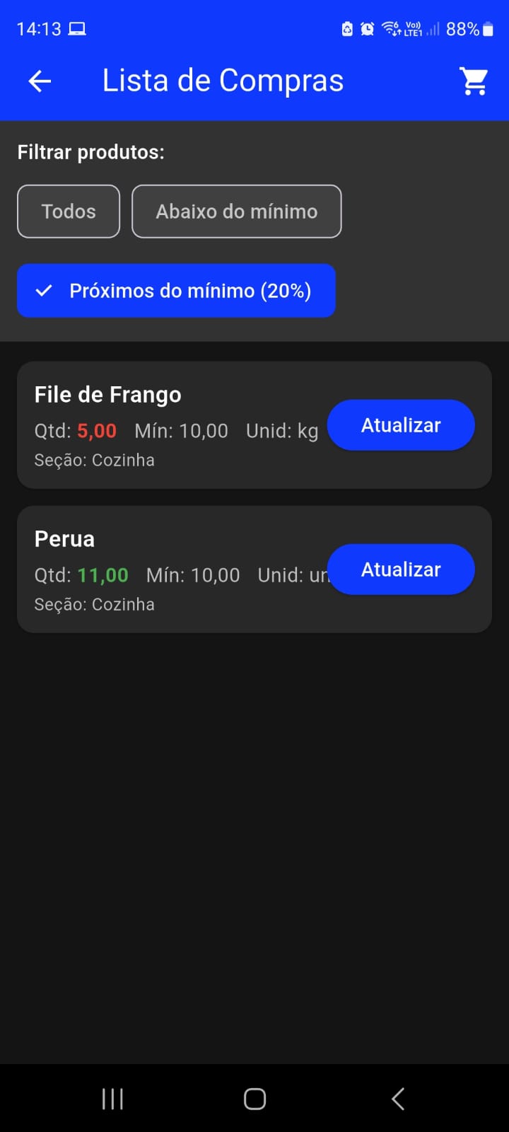 Tela Lista de Compras